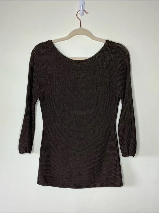 Ann Taylor brown textured viscose knit top S - Picture 3 of 5